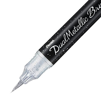 Pentel Arts DualMetallic Brush, Silver Ink - color: Silver, size: 1 Count (Pack of 1)