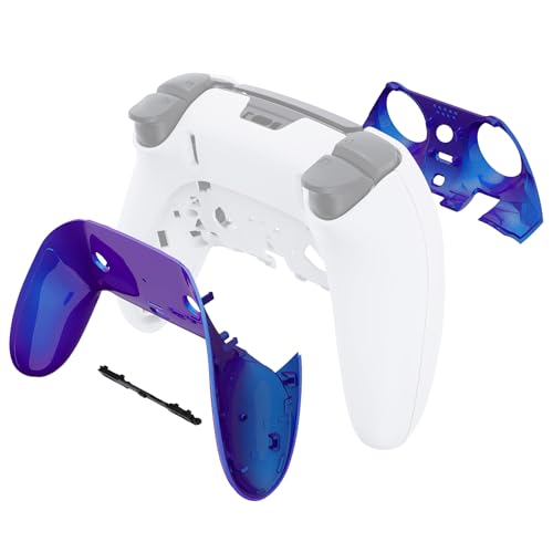 eXtremeRate Top Bottom Decorative Trim Shell Compatible with ps5 Edge Controller DIY Replacement Front Back Clip Shell, Custom Chameleon Purple Blue Plates Cover Compatible with ps5 Edge Controller - color: Chameleon Purple Blue