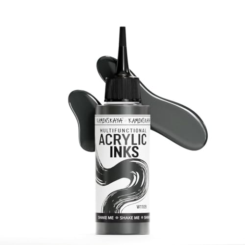 Kamenskaya Acrylic Inks, Grey Acrylic Ink, 3.38 Fl Oz (100 ml) - color: Grey