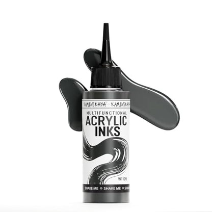 Kamenskaya Acrylic Inks, Grey Acrylic Ink, 3.38 Fl Oz (100 ml) - color: Grey