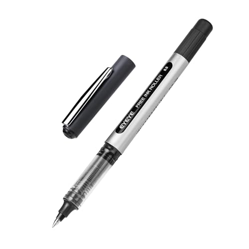 EYEYE Black Pens Pack of 12, 0.5mm Extra Fine Point Roller Ball Pen - color: Black