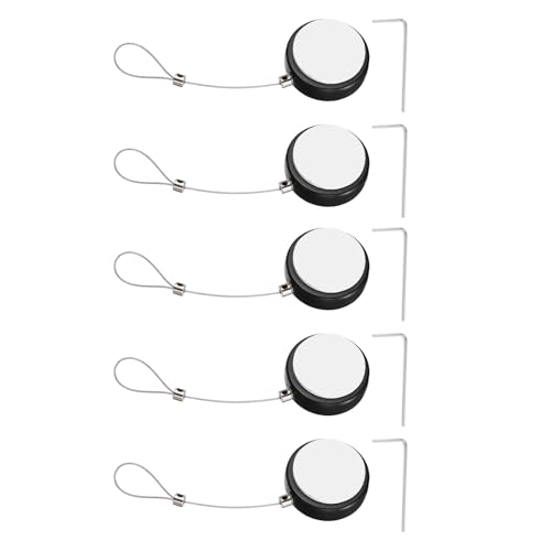 PATIKIL Retractable Remote Control Cable Tether (3.3ft / 1M, Black)(5 Set) Round Remote Control Security Lanyard Lock Adjustable Locking Leash with Rope Locks, Suit for - TVs/Tablets - color: Black, size: 3.3ft