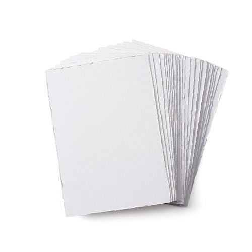 Deckle Edge Watercolor Paper, 100% Cotton, 140 LB, 300 g/m², 30 Sheets - size: 5" X 7"