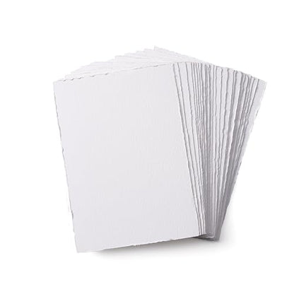 Deckle Edge Watercolor Paper, 100% Cotton, 140 LB, 300 g/m², 30 Sheets - size: 5" X 7"