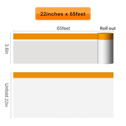 Drop Cloth For Painting 22 in x 65 ft Painters Plastic Sheeting 3 Rolls - size: 22in x 65Ft