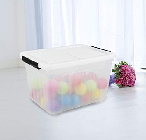 Asking 30 Qt Plastic Storage Bins with Lids, Clear Storage Box, 4 Pack - size: 30 L
