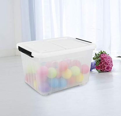 Asking 30 Qt Plastic Storage Bins with Lids, Clear Storage Box, 4 Pack - size: 30 L