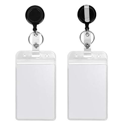 2Pack Black Lanyards,Retractable Badge Reel with Vertical ID Badge Holder - color: Black - 2 Pack