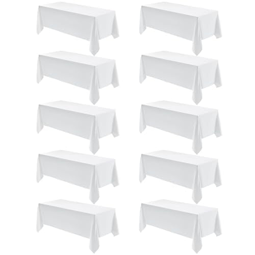 VidaFete Everyday Series Rectangle Tablecloth 60" x 102" 10 Pack White - color: White, size: 102" x 60" (10 Pack)