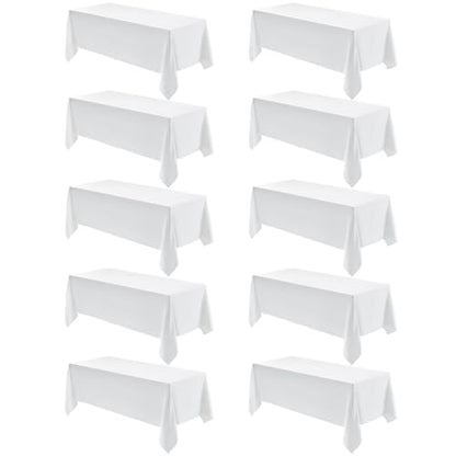 VidaFete Everyday Series Rectangle Tablecloth 60" x 102" 10 Pack White - color: White, size: 102" x 60" (10 Pack)