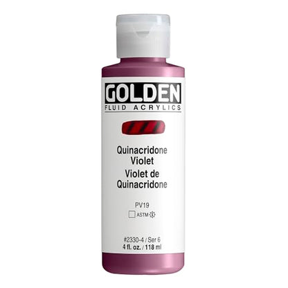 GOLDEN Fluid Acrylics, Quinacridone Violet, 4 fl. oz. Bottle