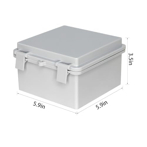 Weatherproof Junction Box Waterproof Electrical Box ABS Plastic Enclosure Switch Router Project Box Latch Hinged Project Enclosure (5.9"x5.9"x3.5") - color: Grey Cover, size: 5.9"x5.9"x3.5"