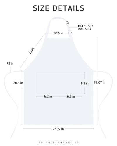 Syntus Chef Apron for Men Women with Pockets, Thick Grilling BBQ Apron - color: White