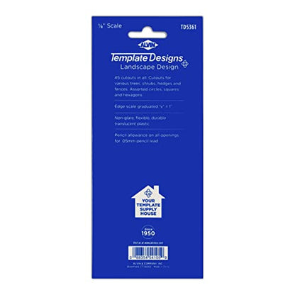 ALVIN, TD5361, Landscape Design Template, Drawing and Drafting Tool for Artists, Architects, Design and Drafting, 1/8 Inches Scale - style: Landscape Temp 1/8In Scale