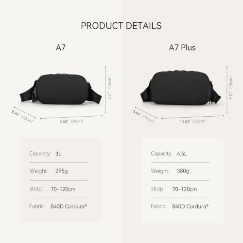 reeyee 4.5L Commuter Sling Bag for Men, 840D Cordura, Quick Release, Black - size: A7-Quick-release model-4.5L