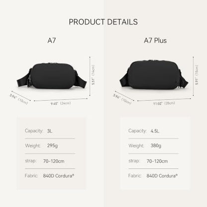 reeyee 4.5L Commuter Sling Bag for Men, 840D Cordura, Quick Release, Black - size: A7-Quick-release model-4.5L