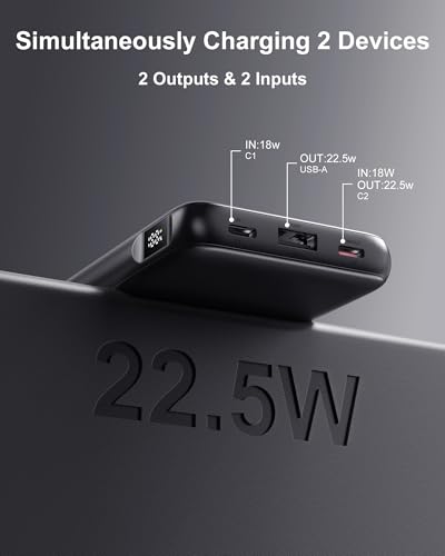 2-Pack Power Bank, 10000mAh 22.5W Fast Charging Portable Charger - color: Black & White