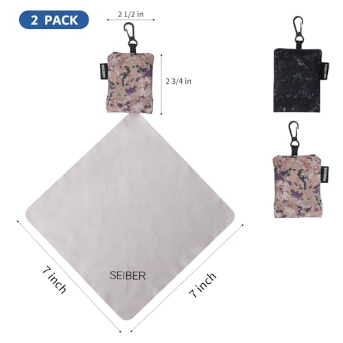 SEIBER Microfiber Eyeglass Cleaning Cloth with Neoprene Pouch,2PCS, Camomix - color: Camo Mix-(2pack)