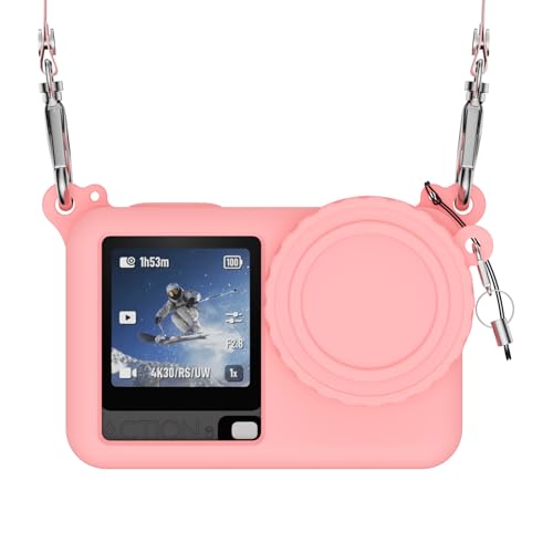 Case for DJI Osmo Action 6 with Lanyard, Soft Silicone Non-Slip Anti-Drop Wear-Proof and Washable Action Camera Protector Case Compatible with DJI Osmo Action 6 Accessories (Pink) - color: Pink
