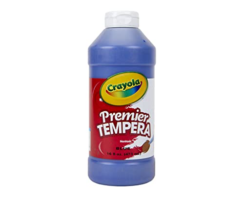 Crayola Premier Tempera Paint for Kids - Blue (16oz), Kids Classroom Supplies, Great for Arts & Crafts, Non Toxic, Easy Squeeze Bottle - color: Blue
