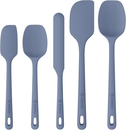 ChefAide 5 Pieces Silicone Spatulas Set, Heat Resistant Rubber Spatula - color: Blue, size: 5 pieces