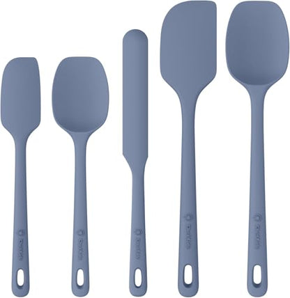 ChefAide 5 Pieces Silicone Spatulas Set, Heat Resistant Rubber Spatula - color: Blue, size: 5 pieces