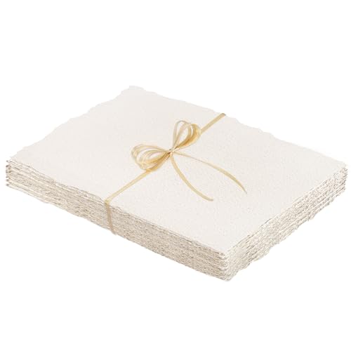 25 Sheets Watercolor Paper 5 x 7 in, 300 GSM Deckled Edge Handmade Paper - size: 5 x 7 inch