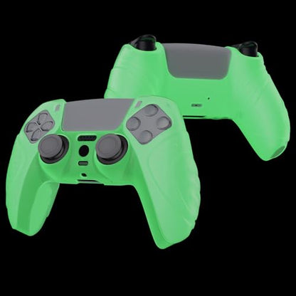 eXtremeRate PlayVital Glow in Dark - Green Guardian Edition Ergonomic Soft Anti-Slip Controller Silicone Case Cover for ps5, Rubber Protector Skins with Joystick Caps for ps5 Controller - color: Glow in Dark Green