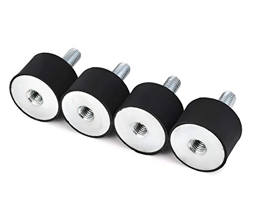 4Pcs M8 Rubber Vibration Isolator Mounts, Thread Pitches 1.25