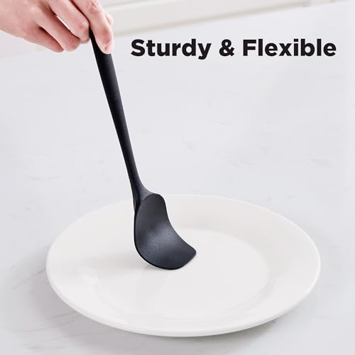 6 Pieces Silicone Spatula Set, Food Grade Rubber Spatula,Kitchen Tools for Baking, Cooking, Stirring (Black) - color: Black