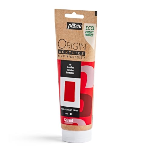 PEBEO Origin Acrylics 120ml Matte Acrylic Paint, Vermilion - color: Vermilion