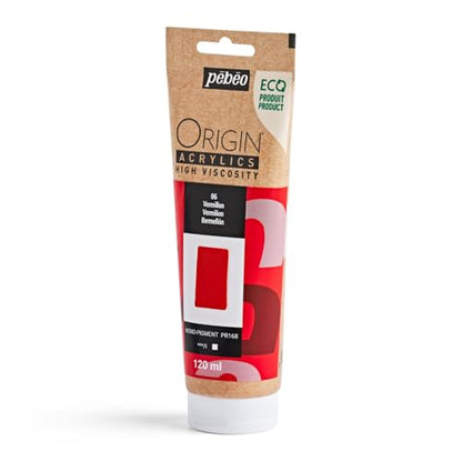 PEBEO Origin Acrylics 120ml Matte Acrylic Paint, Vermilion - color: Vermilion