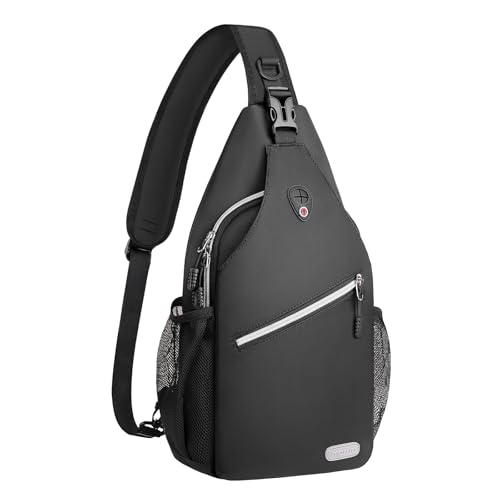 MOSISO Small Sling Bag for Men, Crossbody Shoulder Chest Daypack Bag - color: Black