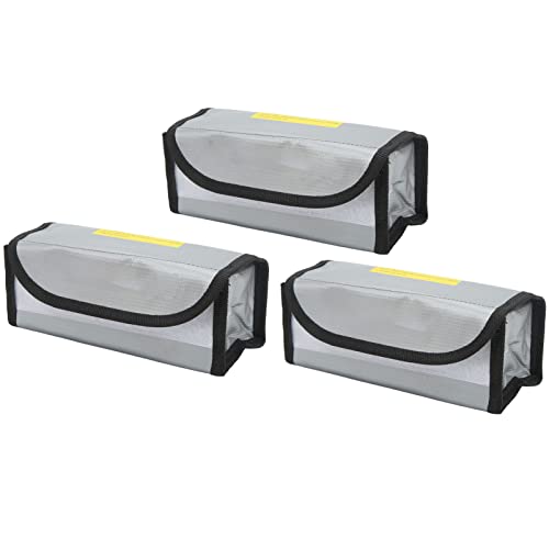 Lipo Battery Safe Bag, Fireproof Explosionproof PVC Fiber Storage Pouch with Airflow Isolation Technology for RC Drones Electronics Power Tools 185x75x60mm 2pcs
