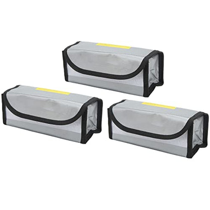 Lipo Battery Safe Bag, Fireproof Explosionproof PVC Fiber Storage Pouch with Airflow Isolation Technology for RC Drones Electronics Power Tools 185x75x60mm 2pcs