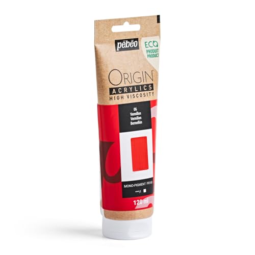 PEBEO Origin Acrylics 120ml Matte Acrylic Paint, Vermilion - color: Vermilion