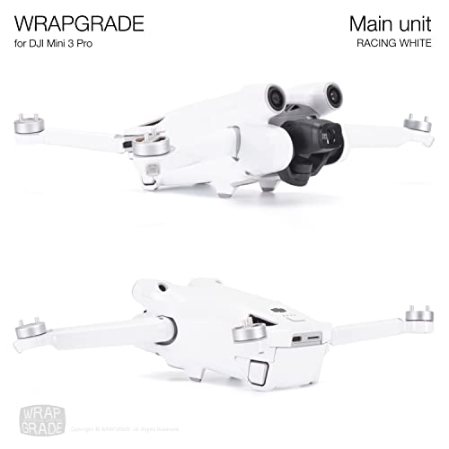 WRAPGRADE Skin Stickers Compatible with DJI Mini 3 Pro | Main Unit (Racing White) - color: Racing White
