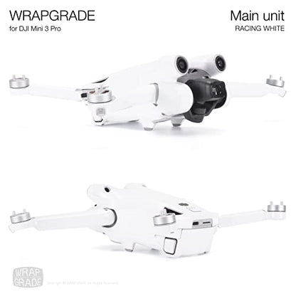 WRAPGRADE Skin Stickers Compatible with DJI Mini 3 Pro | Main Unit (Racing White) - color: Racing White