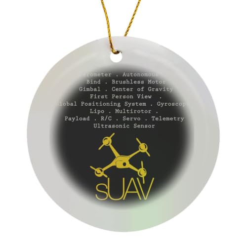 3dRose Black & Yellow Drone with DIY Circle Porcelain Ornament - size: Circle Porcelain Ornament