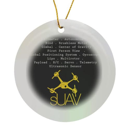 3dRose Black & Yellow Drone with DIY Circle Porcelain Ornament - size: Circle Porcelain Ornament