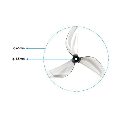 BETAFPV 16pcs Gemfan 45mm 3-Blade Propeller 1.5mm Shaft for 1S FPV Drone