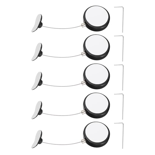 PATIKIL Retractable Remote Control Cable Tether (4.9ft / 1.5M, Black)(5 Set) Round Remote Control Security Lanyard Lock Adjustable Locking Leash with Plastic Cap, Suit for - TVs/Tablets - color: Black, size: 4.9ft