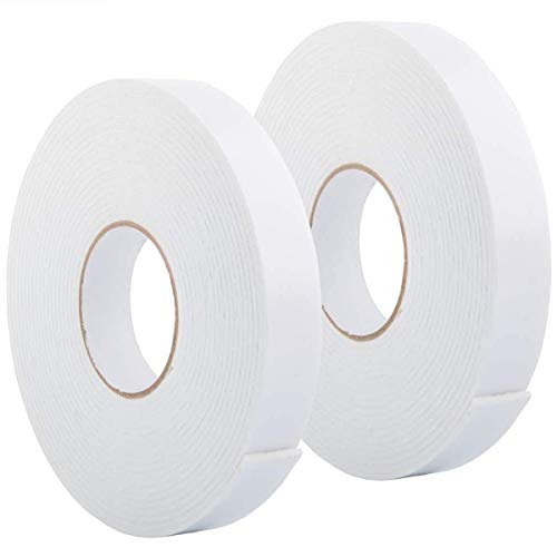 Double Sided Foam Tape 1.18In x 33FT 2 Pack, Mounting Tape Heavy Duty, Strong Adhesive Weatherproof Seal Strips for DIY Craft Picture Poster, Car & Gap Filling Mountings, Home Office Decor (White) - color: White, size: 1.18 In x 66 FT