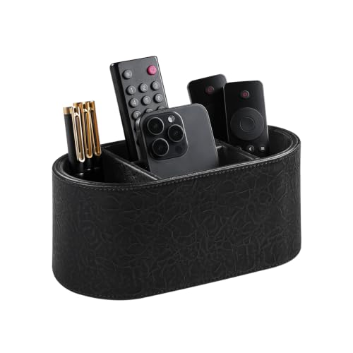 Oval Remote Control Holder, Nightstand Organizer Desk Caddy (Black) - color: Black