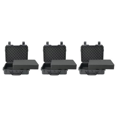 NineLeaf 14.3 x 11.4 x 4.5 Inch Waterproof Hard Case with DIY Customizable Foam Insert, Portable Protective Case for Cameras, Drones, Tools, Test Instruments, and Valuables,3PK