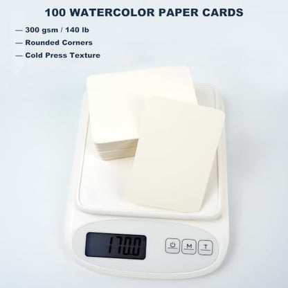 Moriquill 100 Watercolor Paper ATC Cards, 2.56 x 3.58 in, 300gsm - size: 2.56 x 3.58 in