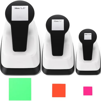 CHENGU 3 Pack Square Punch for Paper Craft, 1.5", 1", 0.6", Black and White - color: Black and White