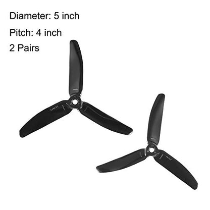 uxcell RC Propellers 5040 5x4 Inch 3-Vane Multi-Rotor for Aircraft Toy, Nylon Black 2 Pairs