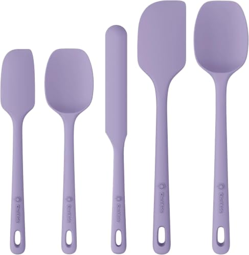 ChefAide 5 Pieces Silicone Spatulas Set, Heat Resistant Rubber Spatula - color: Light Purple, size: 5 pieces