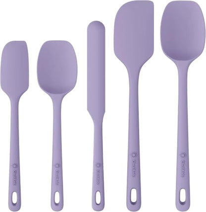 ChefAide 5 Pieces Silicone Spatulas Set, Heat Resistant Rubber Spatula - color: Light Purple, size: 5 pieces